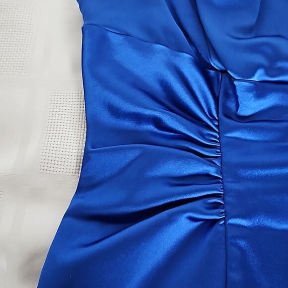 Ba Nites Women's Bodycon With Side Ruffled Midi Dress Royal Blue 8 - Picture 12 of 16